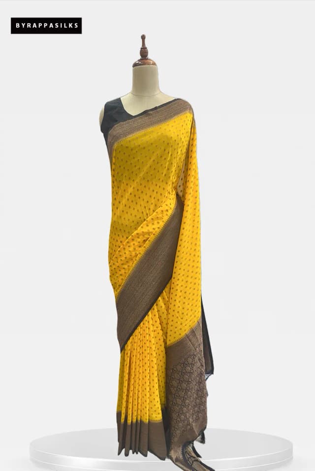 Semi Khaddhi Georgette Saree Yellow QS295465