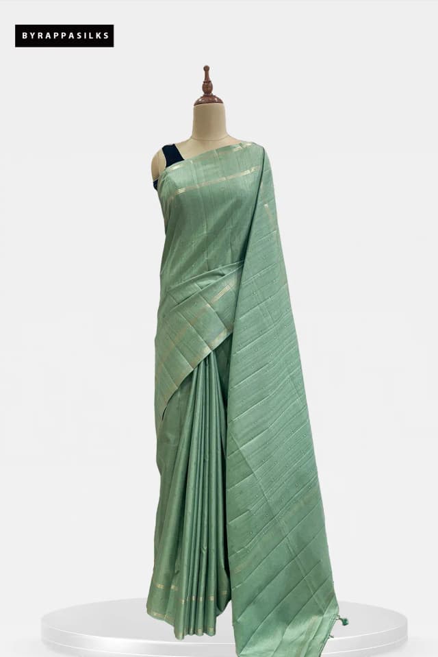 Semi Tussar Saree Green Colour QS299442