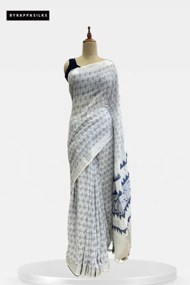 Mul Cotton Saree White QS301547