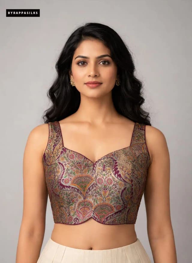 Ready Blouse Multicolored Sleeveless Blouse Sweetheart Neckline with Scalloped HemQS290190