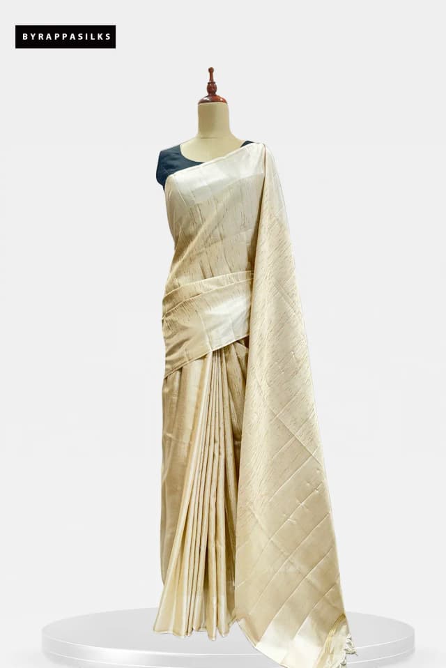 Semi Tussar Saree Cream Colour QS303562