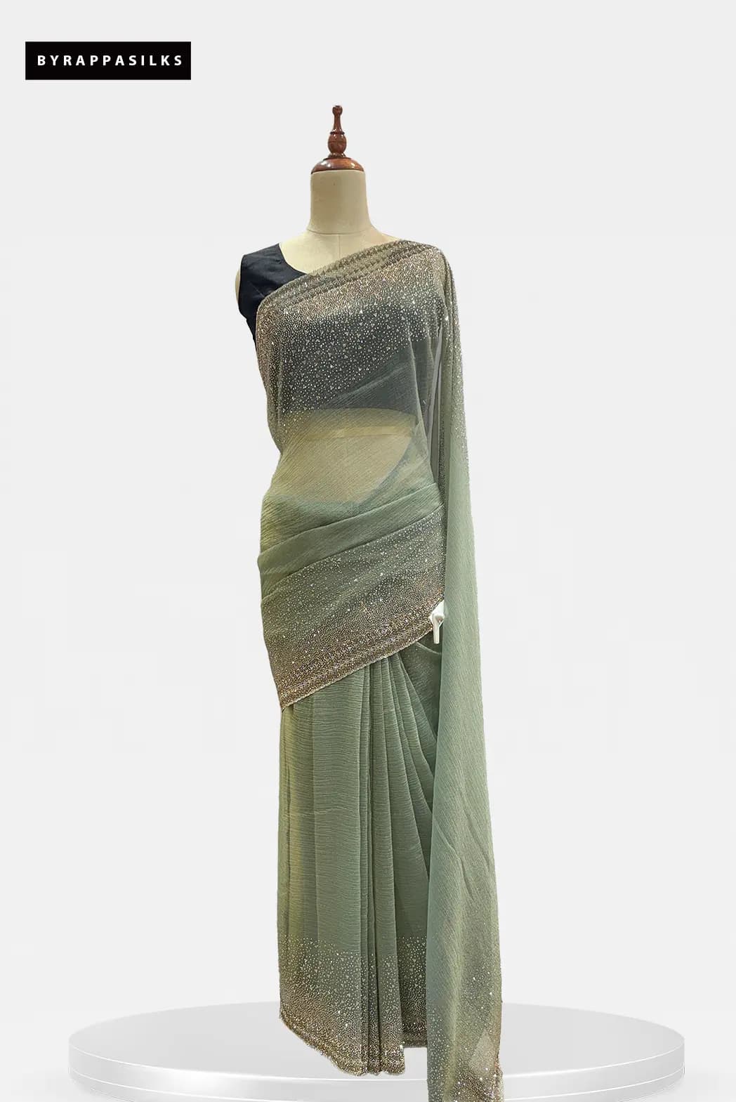 Fancy party Wear Saree Sage Green QS304774