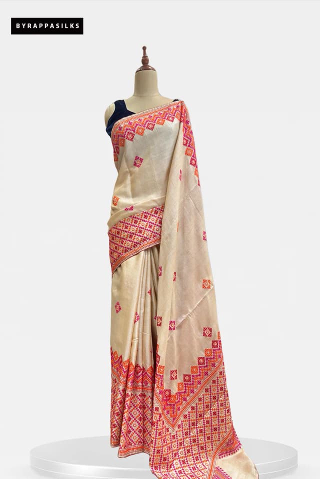 Semi Tussar Saree Kutch Work Border QS319203