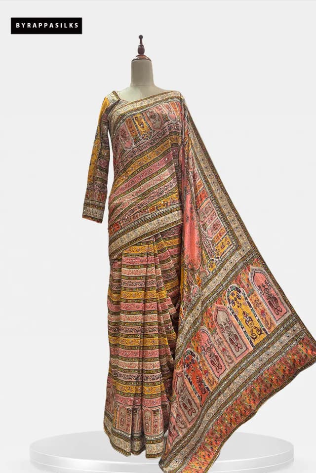 Cocktail Saree Printed Crape with Sequence & Ready Blouse Multi-Colour QS301361