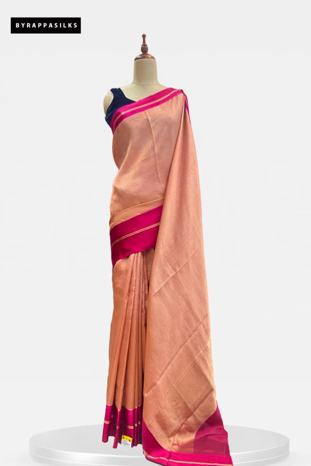 Pure Banaras Saree Peach-Gold AA205109