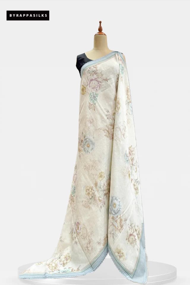 Linen Elegant Cream Floral Printed AA205410