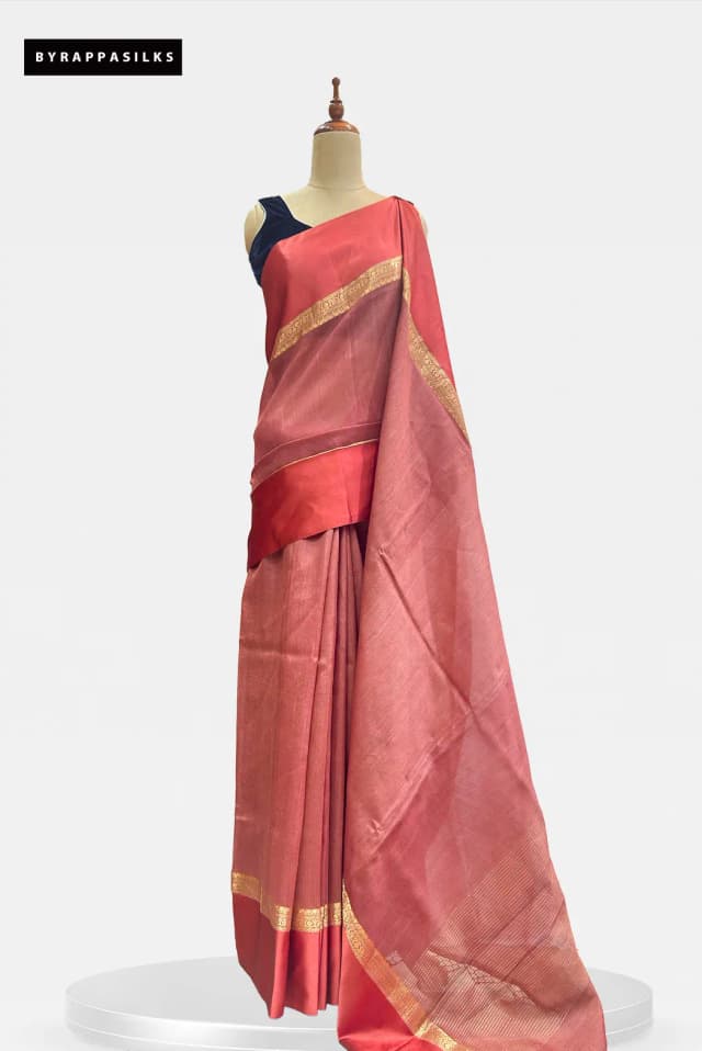 Pure Handloom Tussar Saree Dusty Rose QS318759