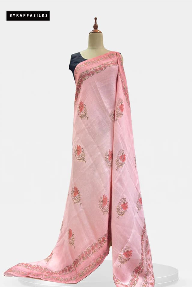 Linen Cotton Saree Light Pink QS312053