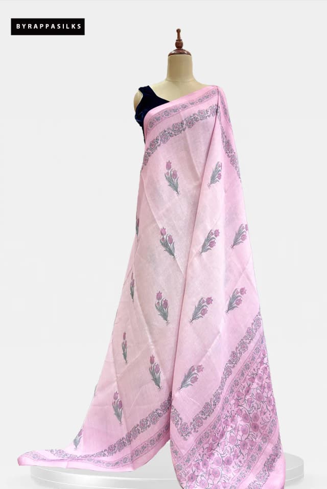 Linen Cotton Saree Candy Pink QS312053