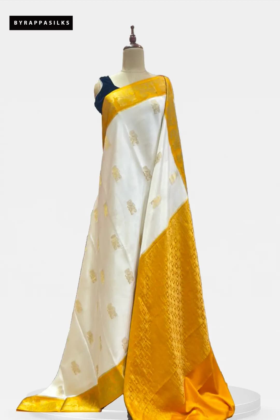 Crape Silk Saree White & Yellow AA207719
