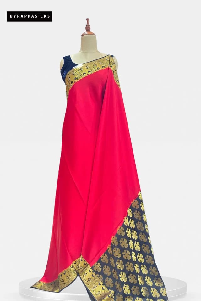 Pure Crape Silk Saree Red Black Border AA207696