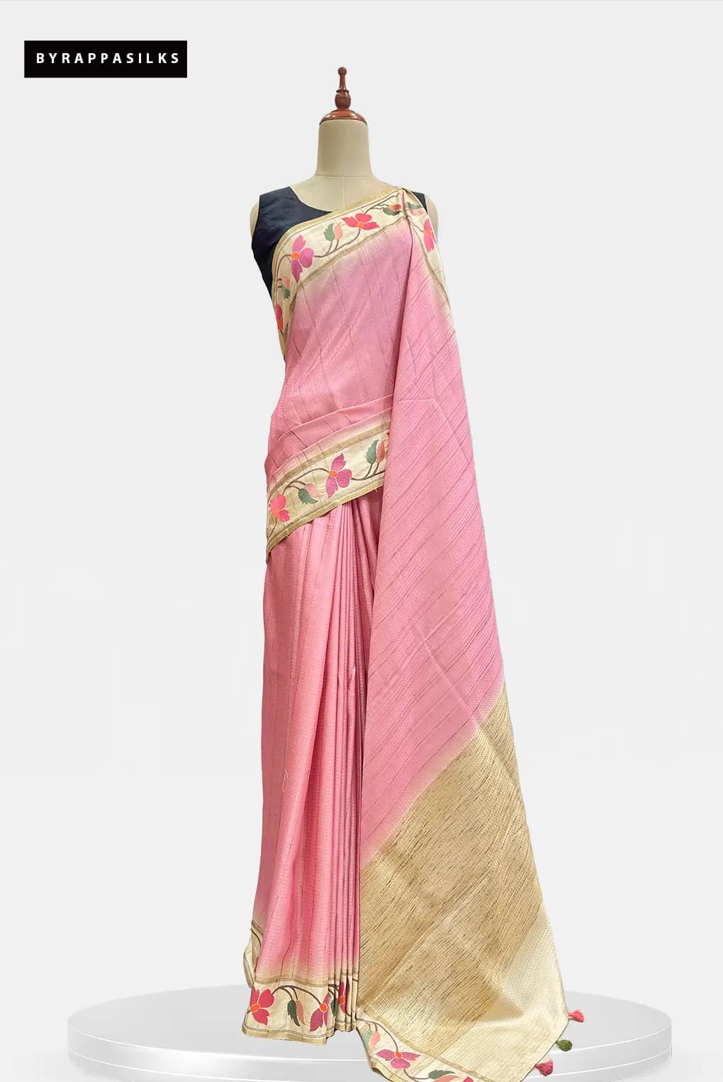 Semi Tussar Saree Baby Pink AA210684