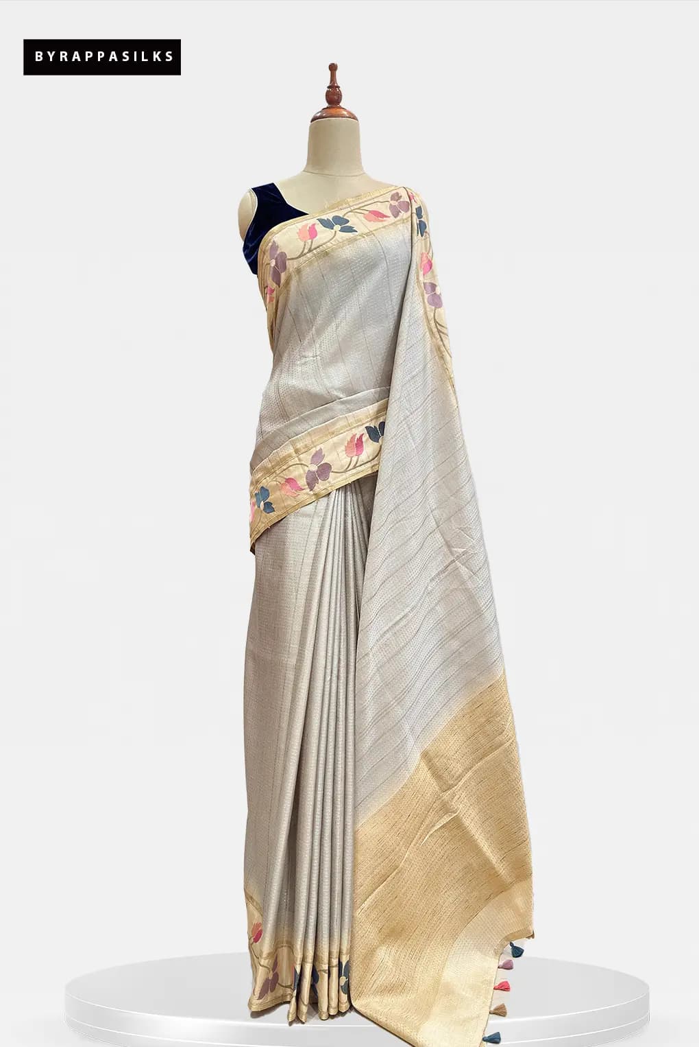 Semi Tussar Saree Silver Grey AA210684