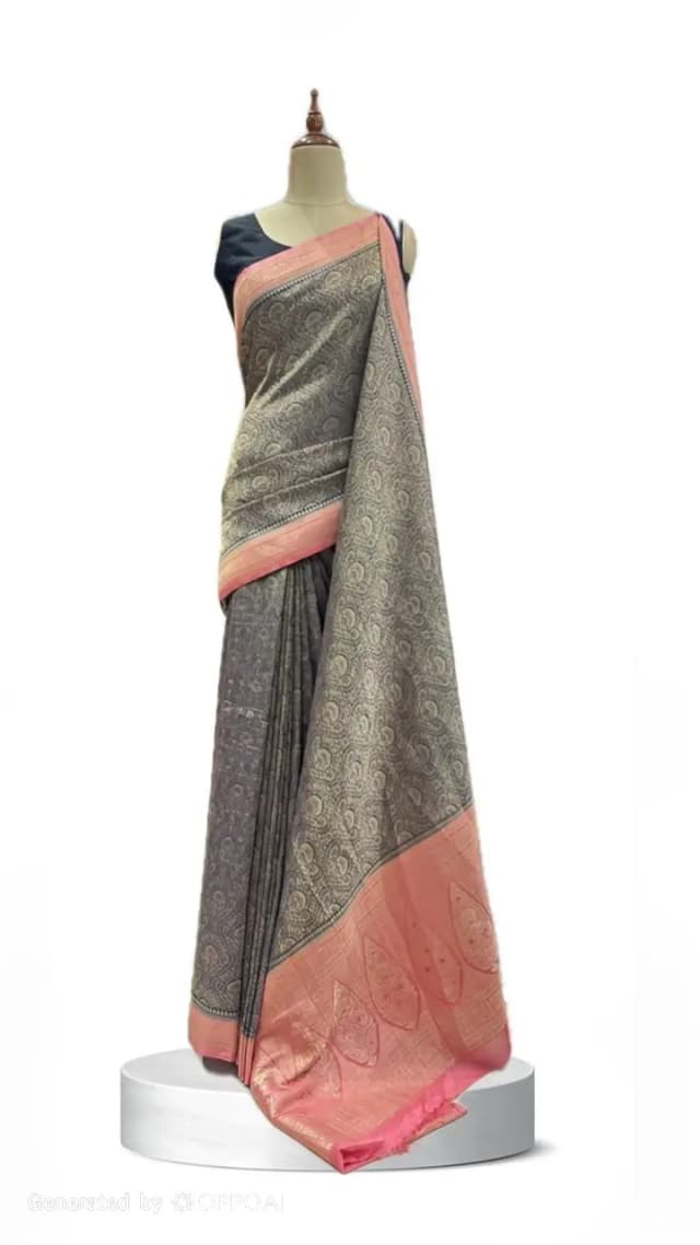 Kadi Georgette Saree Dark Blue with Baby pink Border AA210874