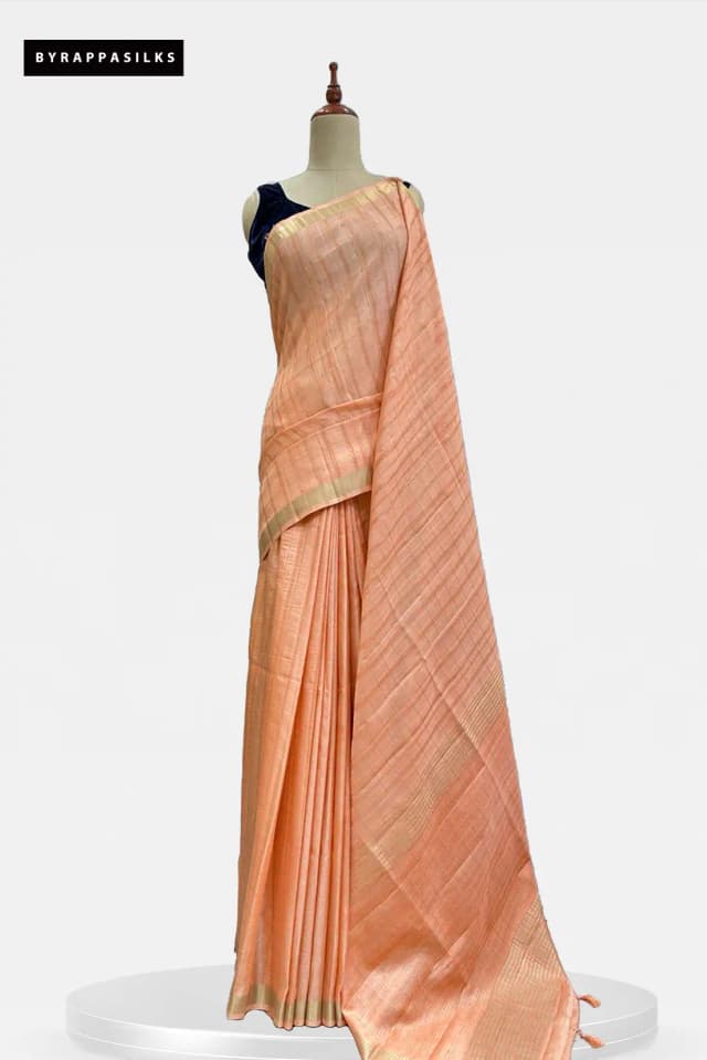 Semi Tussar Saree Pastel Peach AA212783