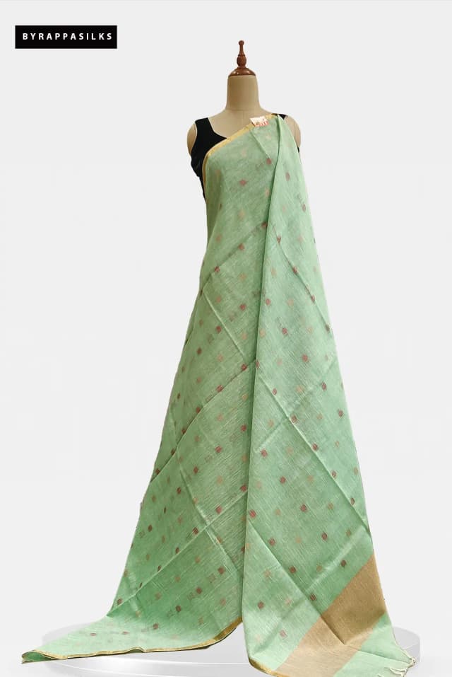 Linen Saree Pastel Mint Green AA213084