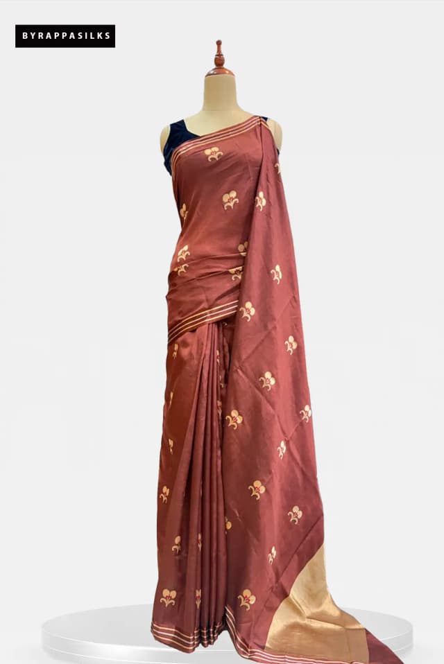 Kathan Banaras Saree Light Maroon AA205129
