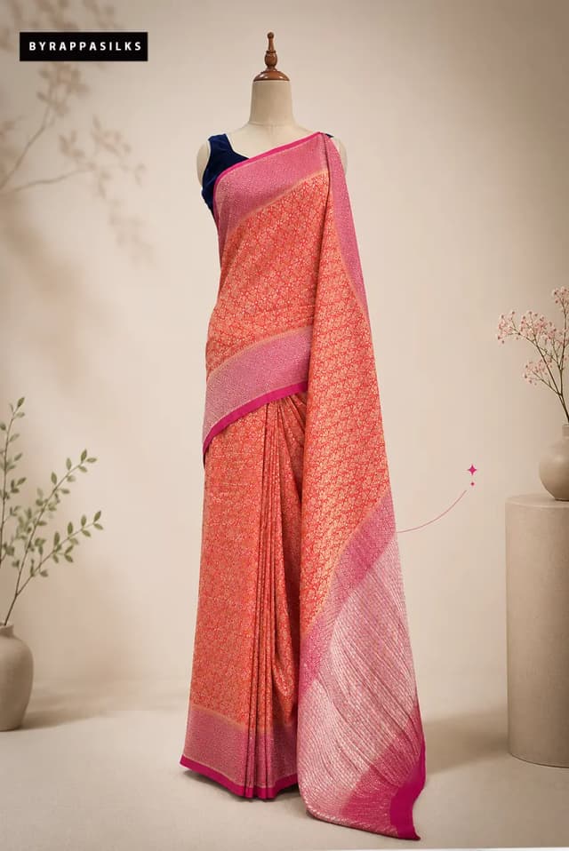 Georgette Orange Saree AA300817
