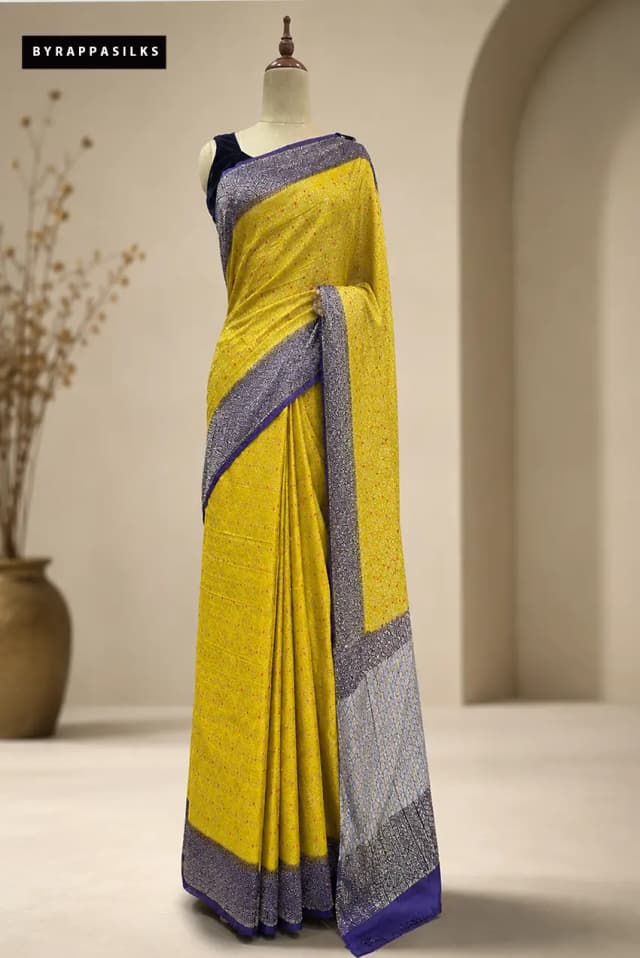 Georgette Vibrant Yellow Saree AA300817