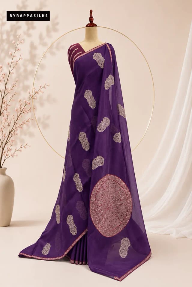 Kora Banarasi Royal Purple Saree AA301310