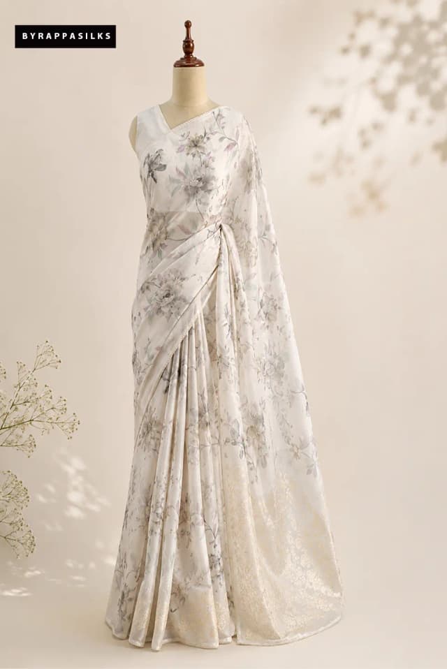 Pure Organza Saree Ivory AA301307
