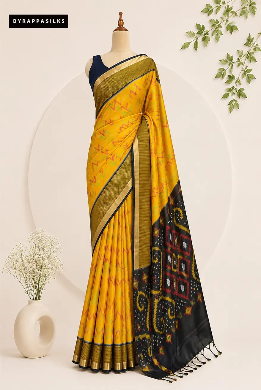 Soft Silk Mustard yellow Saree AA301198