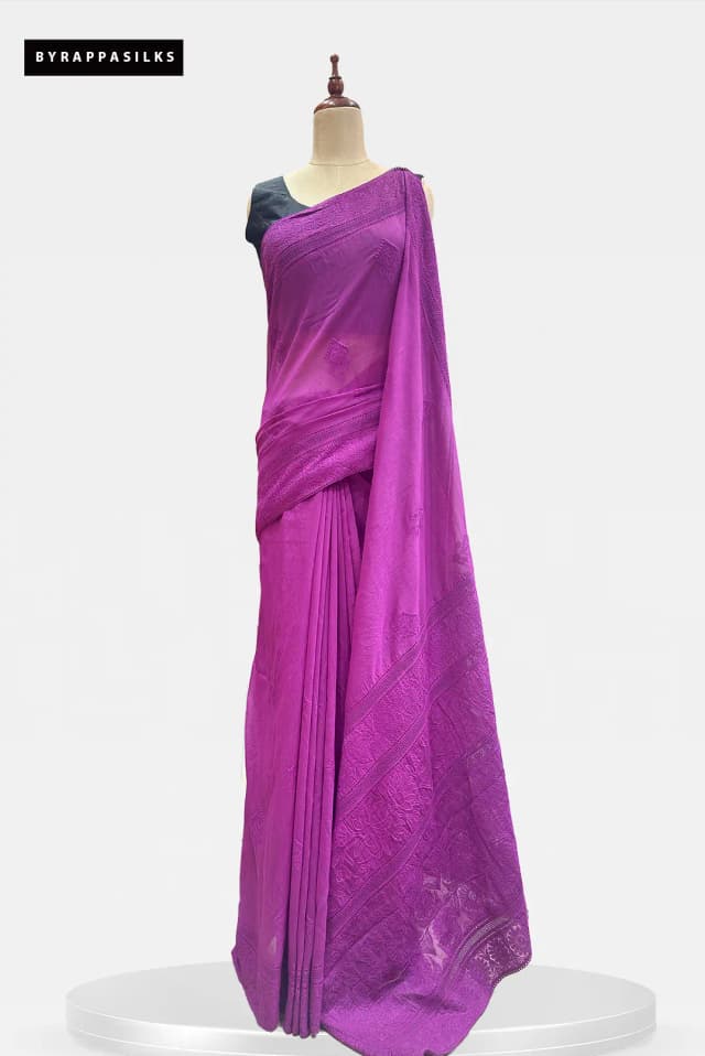 Malai Chanderi Saree Deep Purple AA305964