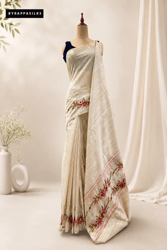 Semi Tussar Saree Beige AA310678