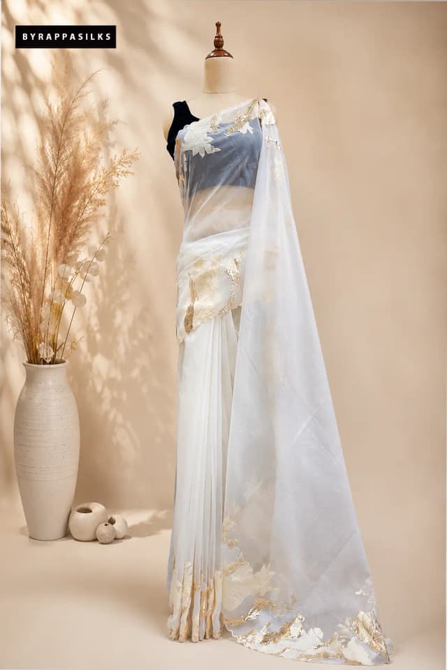 Pure Organza Saree White AA310653
