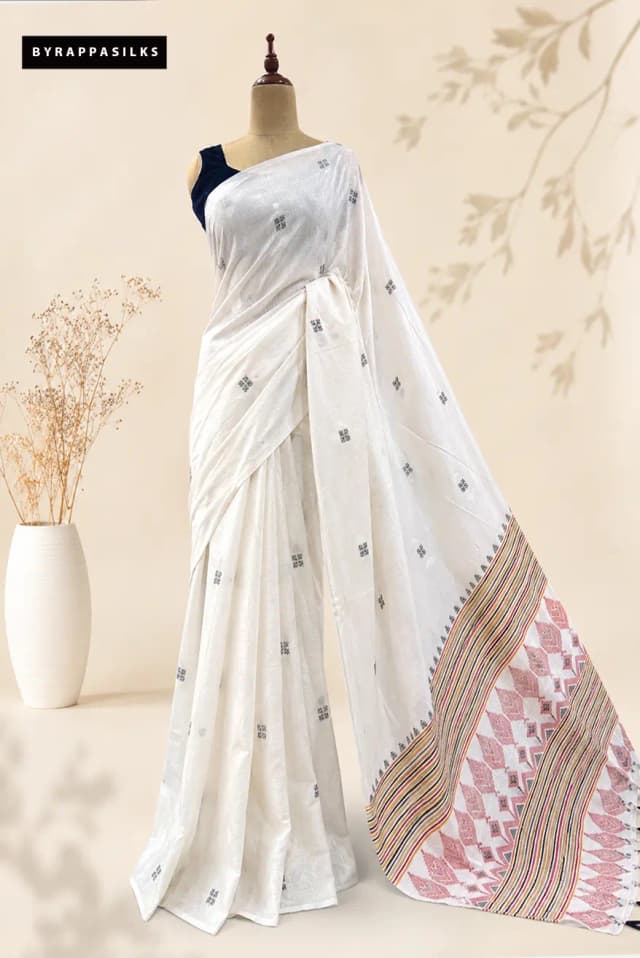 Semi Tussar Saree Off White AA312343