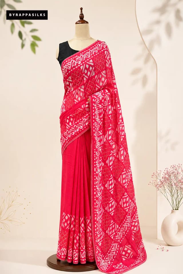 Mul Cotton Saree With Sequin Work Pink AA317290