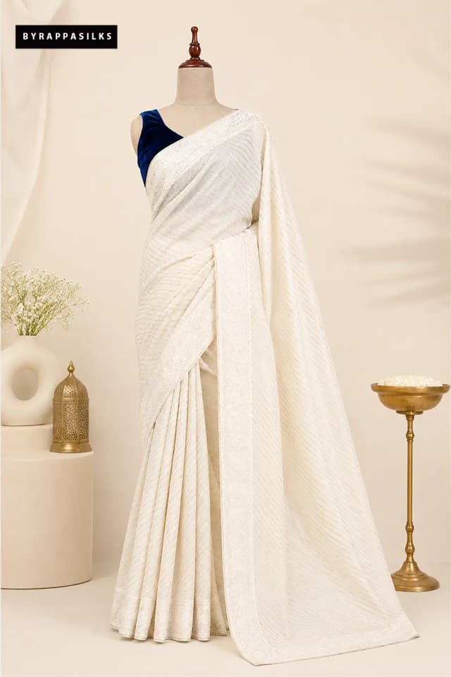 Onam Mul Cotton Saree With Malai Chanderi Border AA315352