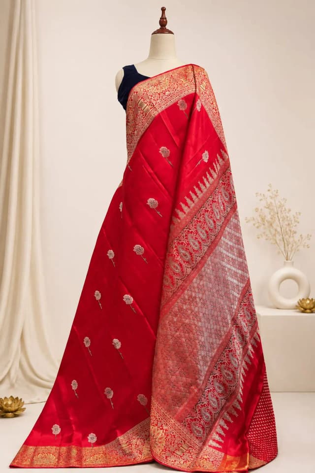 Pure Kanchipuram Red Saree AA315485