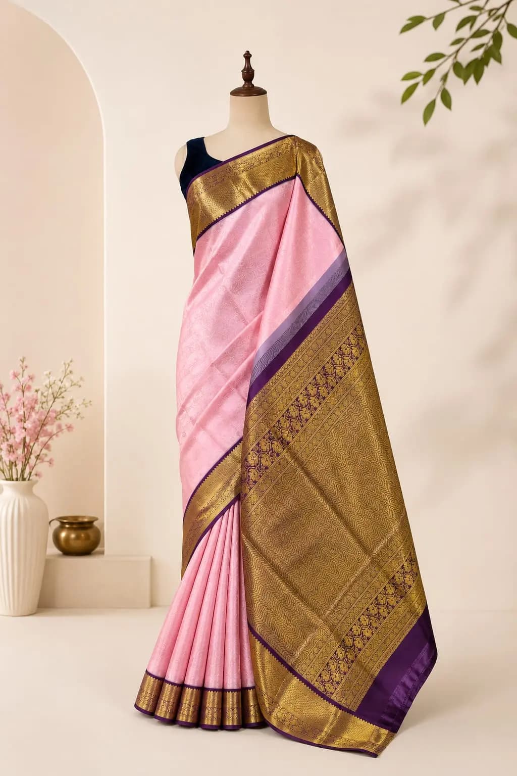 Kanchipuram Saree Baby Pink AAA317140