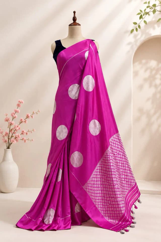 Pure Handloom Mashru Saree Pink  AA314811