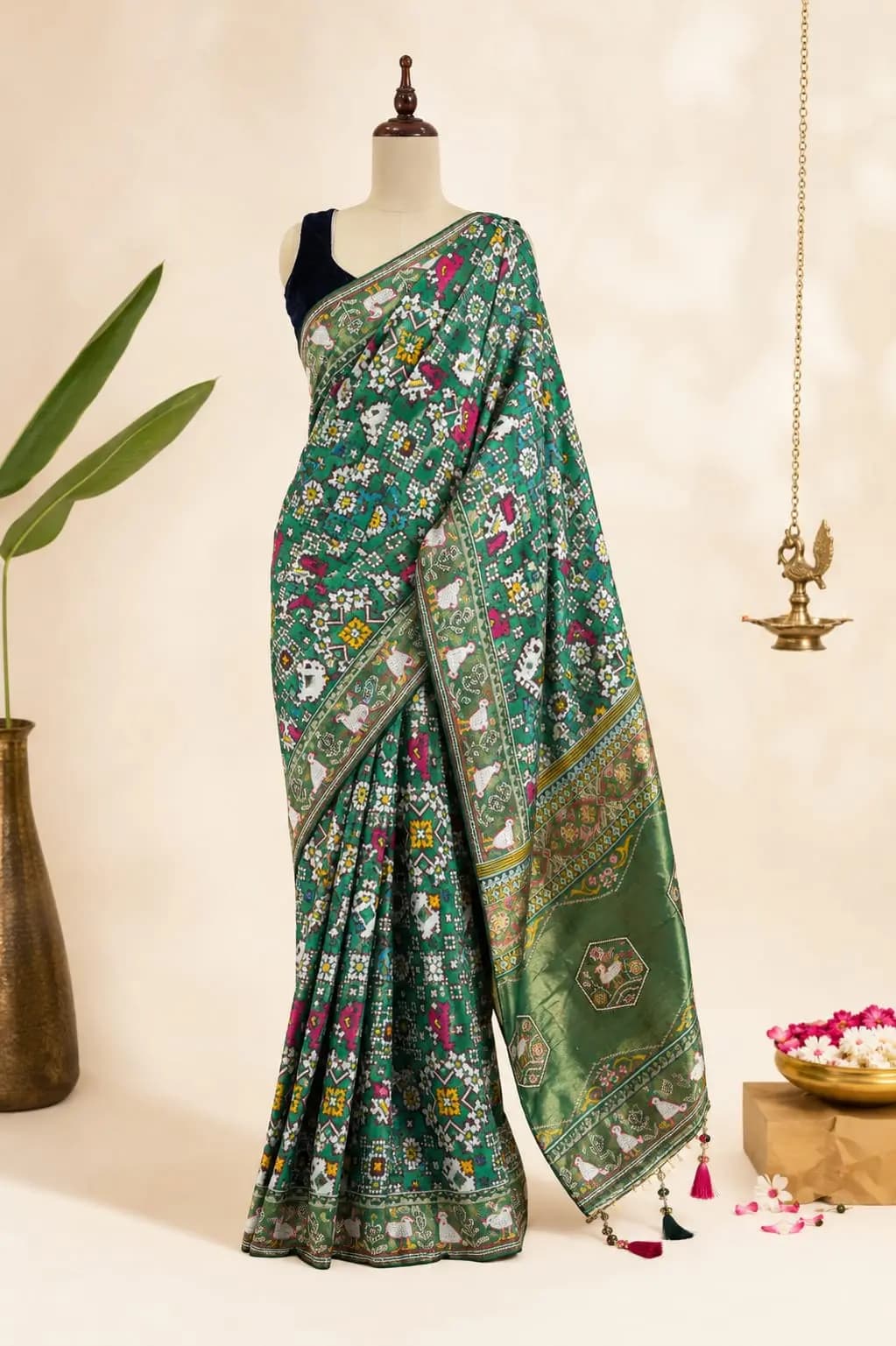 Semi Patola Saree Green AA316671