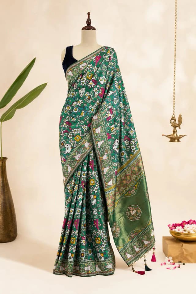 Semi Patola Saree Green AA316671