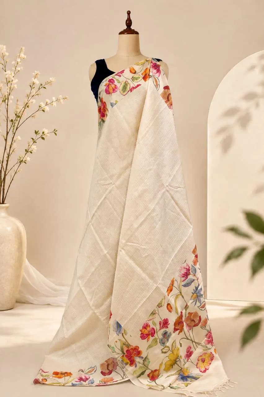 Pure Tussar Saree Off-white AA316951