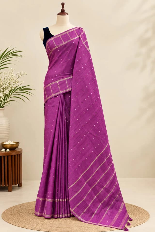 Semi Tussar Saree Magenta Colour AA317737