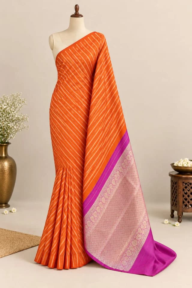 Pure Kanchipuram Saree Orange Colour AA317861