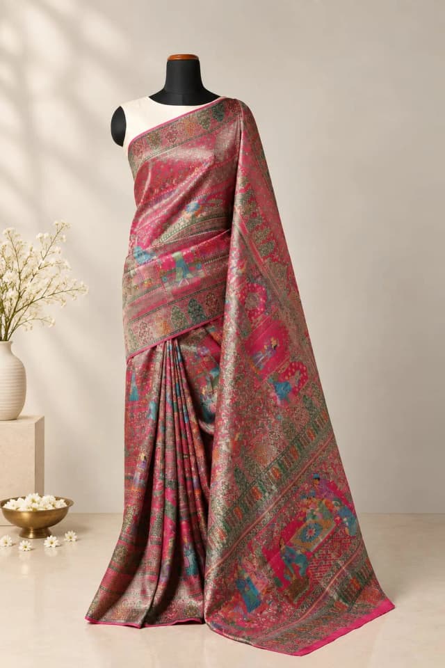 Pashmina - Banarasi Saree - Pink Colour QS204820