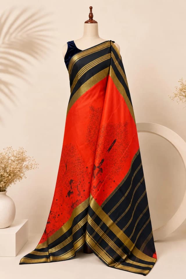 Pure Mysore Silk Crape Saree Red AA317769