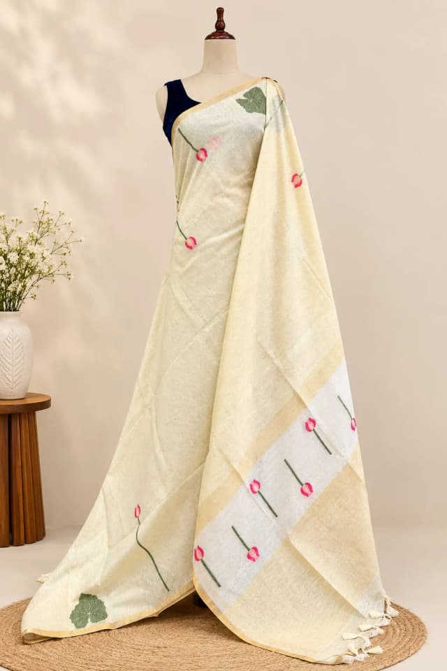Semi Tussar Saree Off-White Colour AA320099