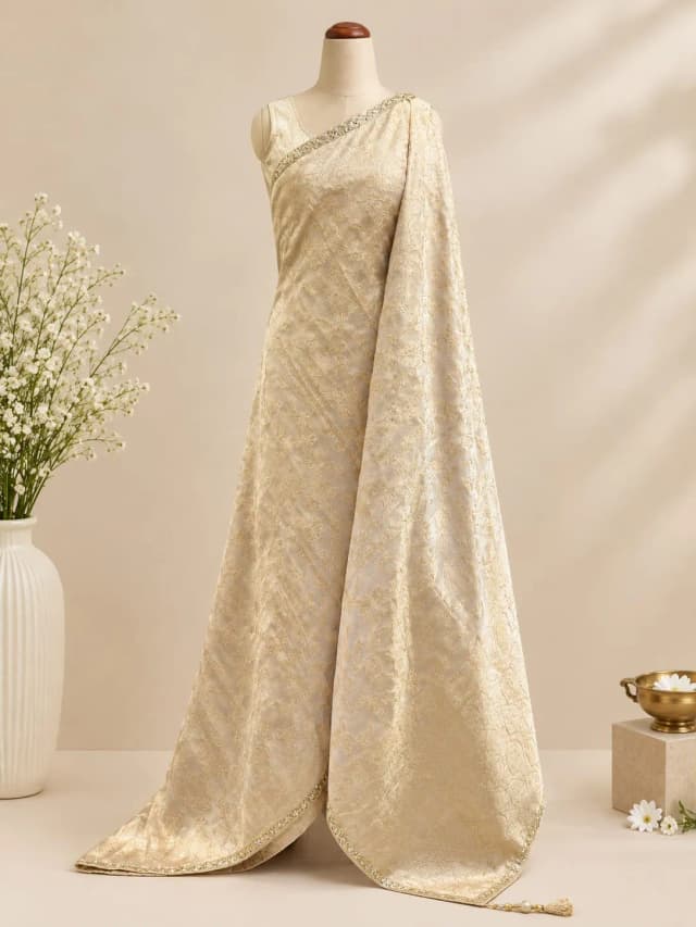 Tissue Saree Beige Colour AA317026