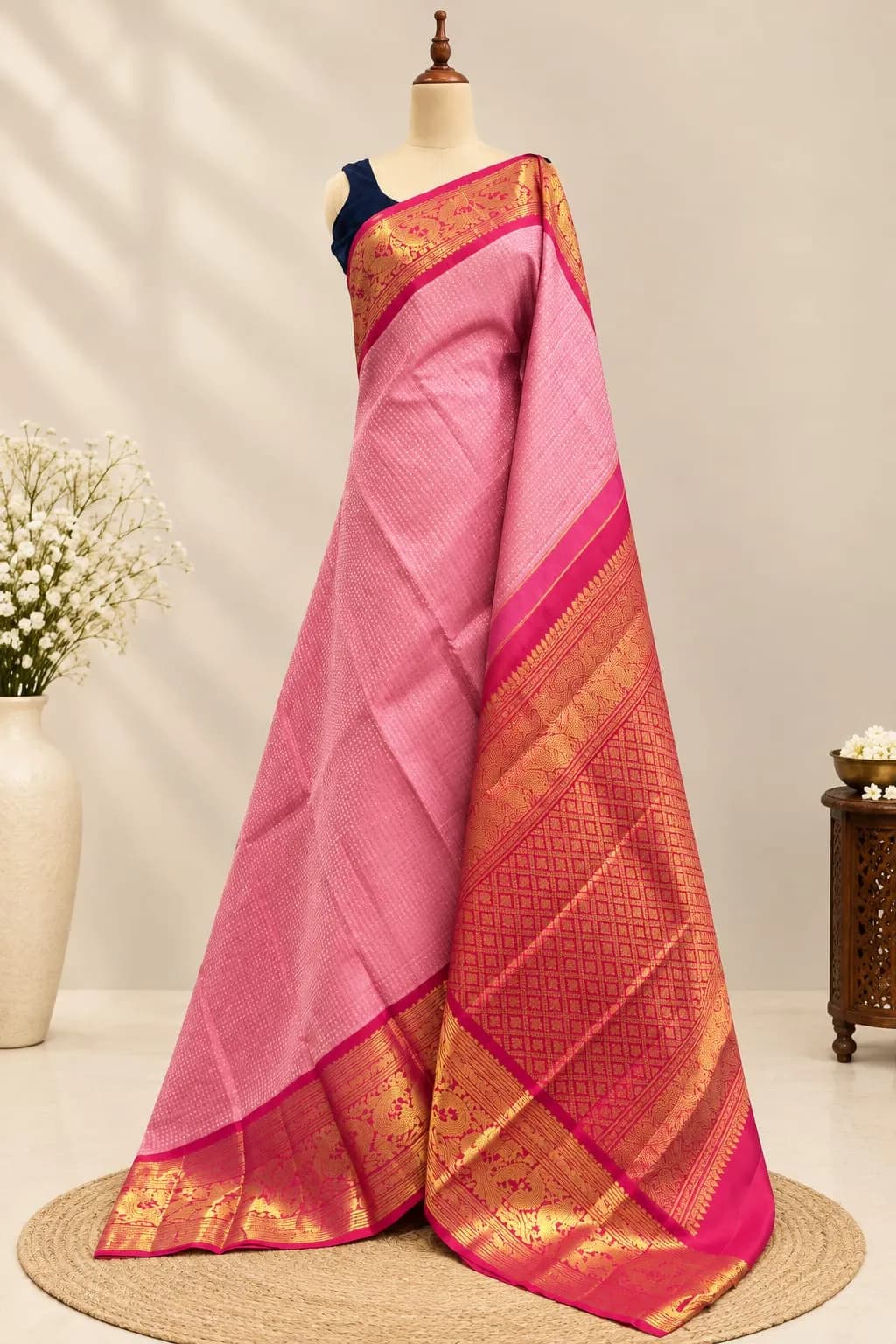 Pure Kanchipuram Silk Saree Pink  AA316636