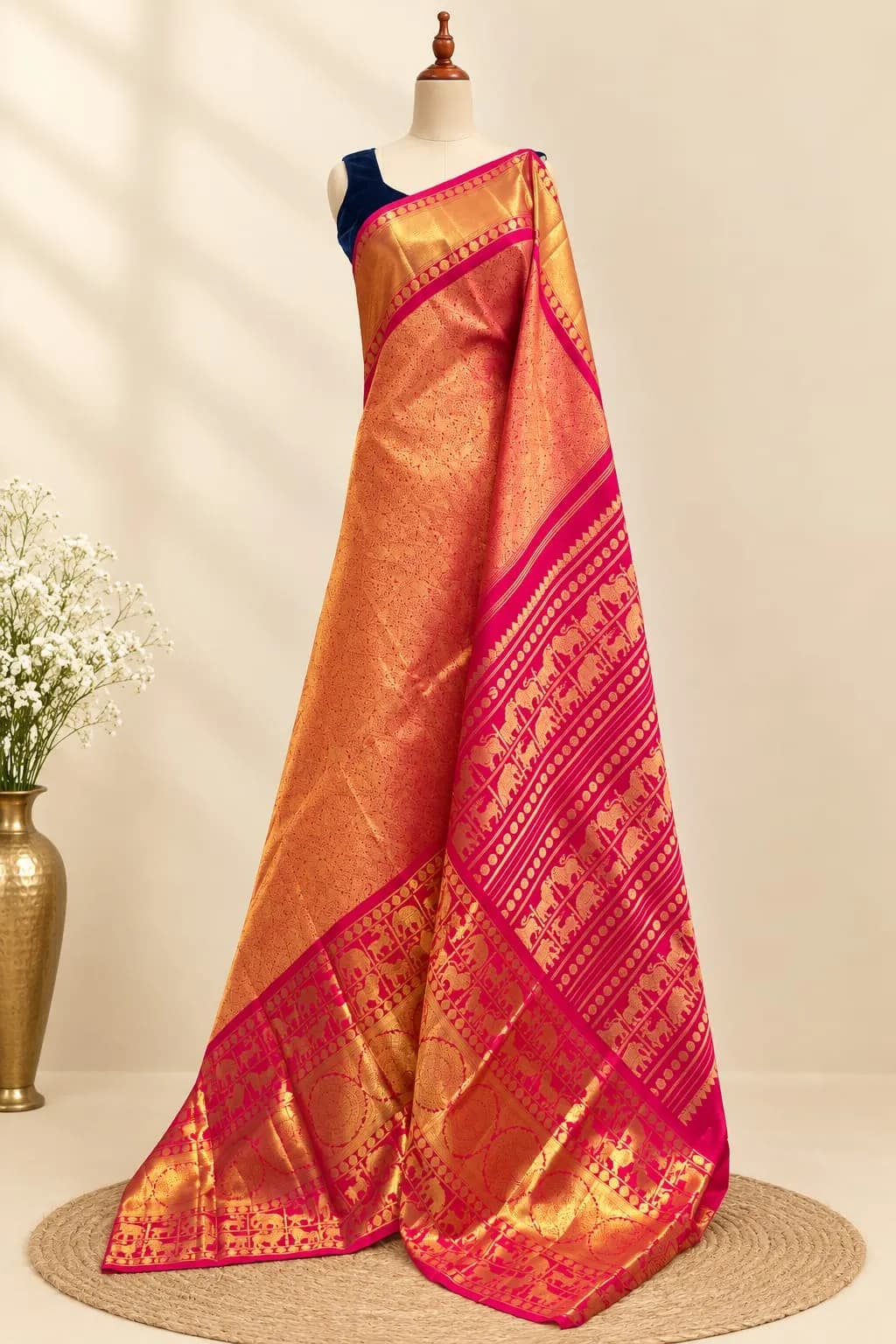 Pure Handloom Kanchipuram Saree Red AA300913
