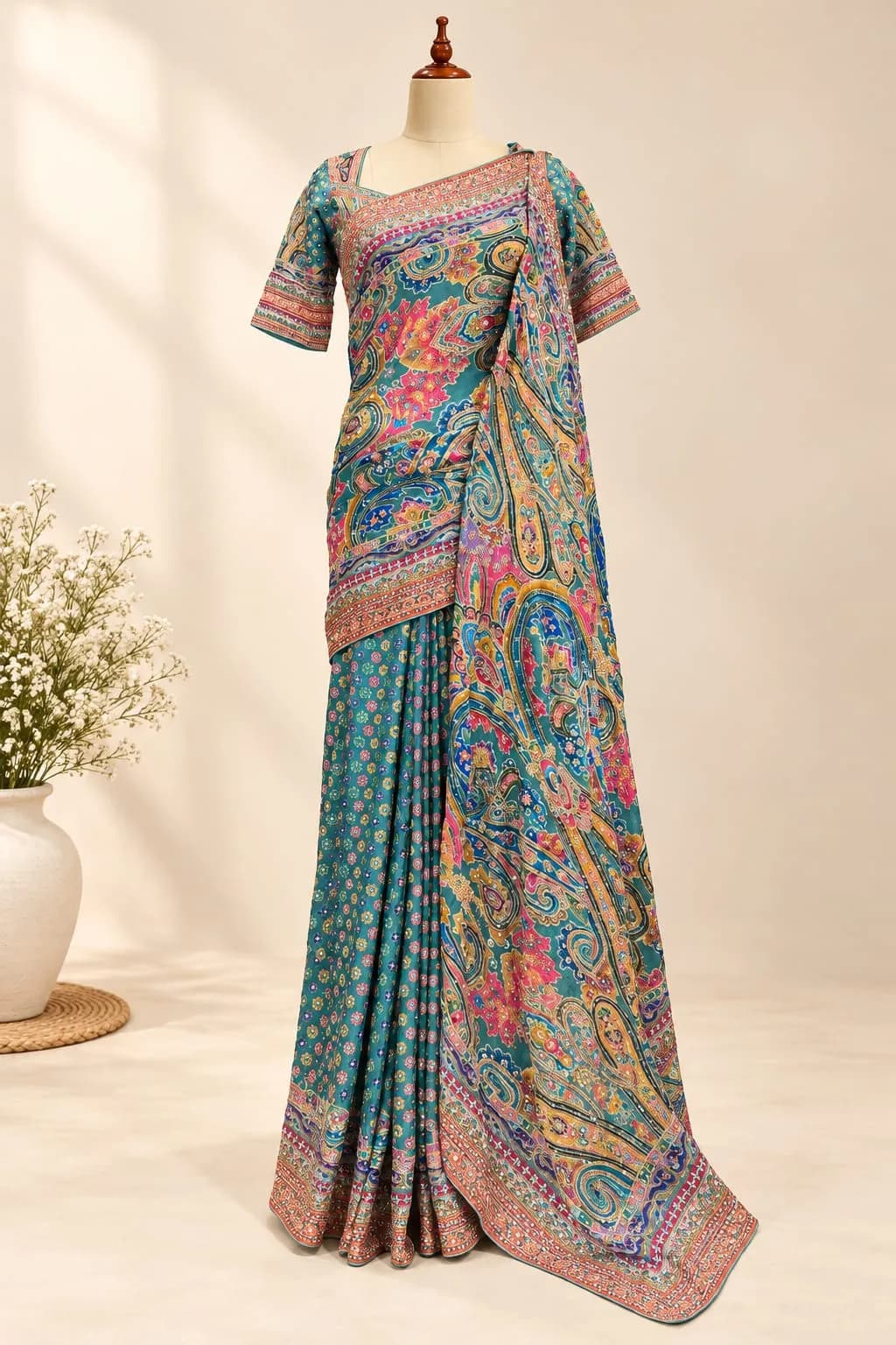 Multicolor Paisley Saree Designer AA320723