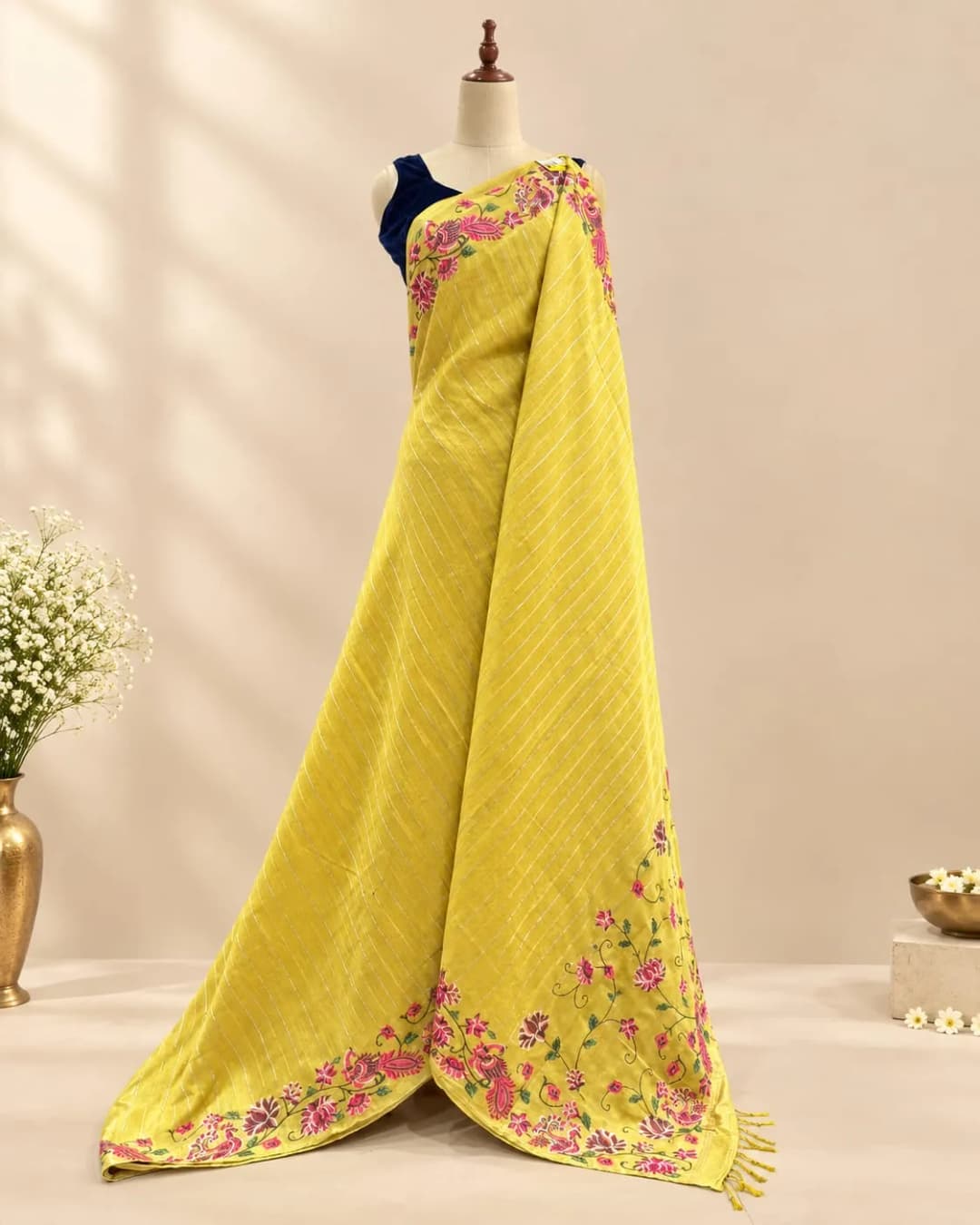 Tussar Saree Yellow AA321002