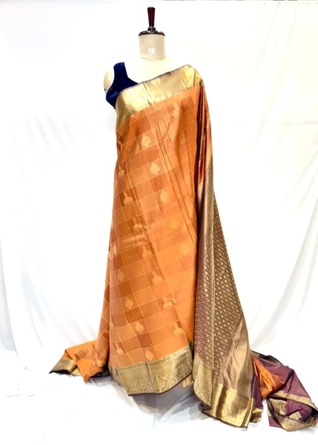 Rust Orange Traditional Silk Sare QS269873