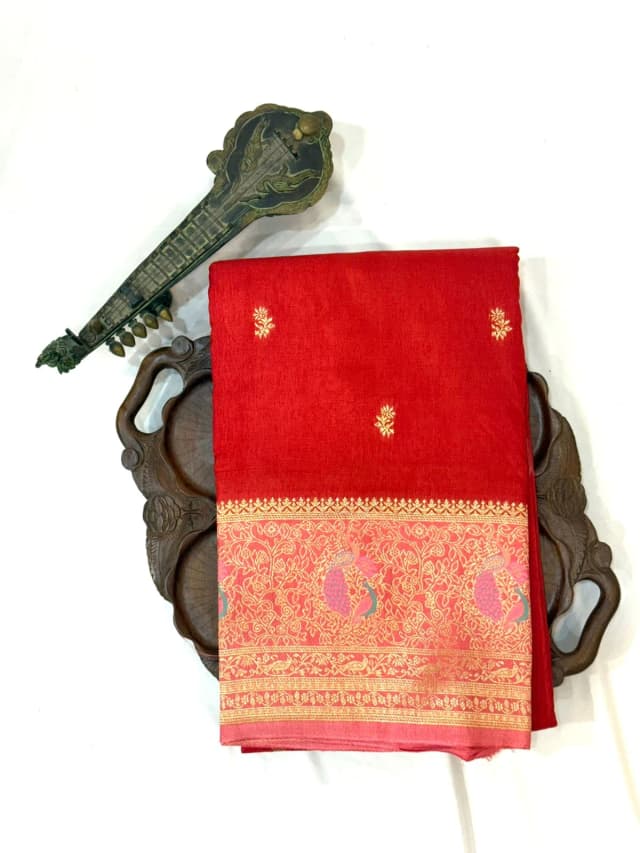 Semi Tussar Saree Red QS248539
